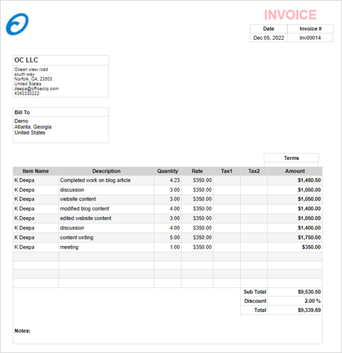 create invoices using templates