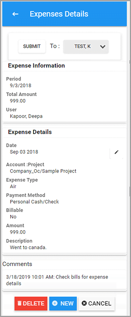 Create New Expenses in Mobile