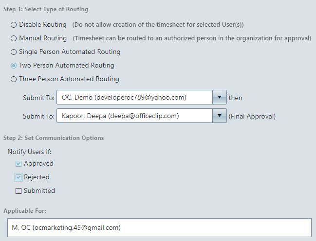 setting automated workflow for timesheet approval
