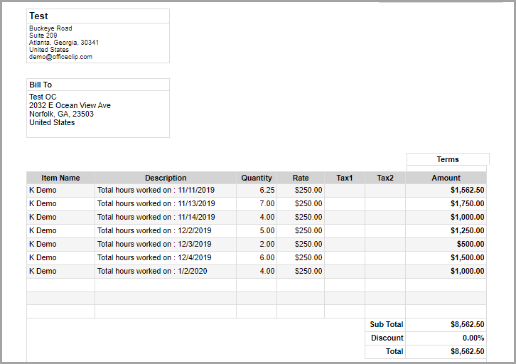 Import invoices in timesheet