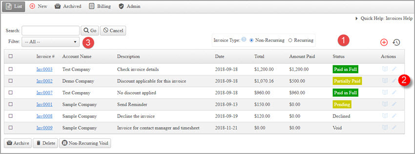 Efficiently create recurring and non recurring invoices