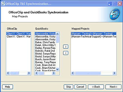 Mapping data between OfficeClip Timesheets and Quickbooks