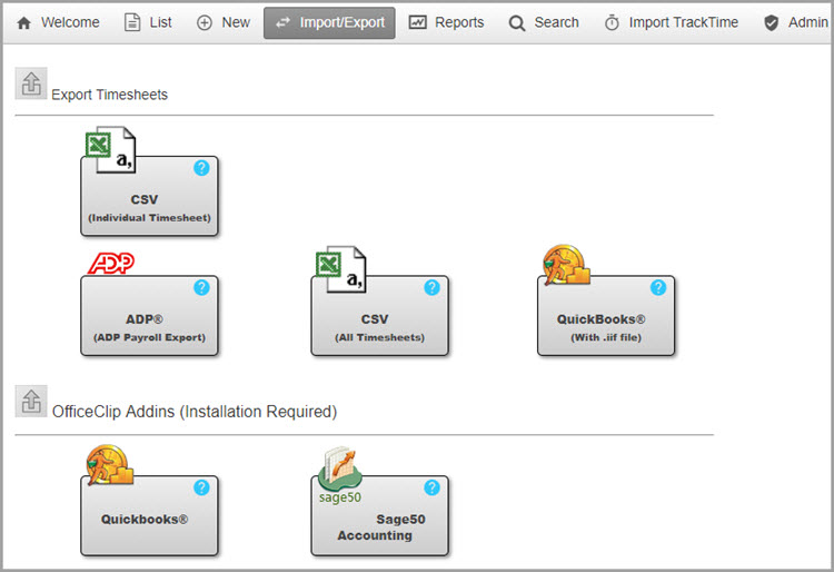 Timesheet Export and Integration