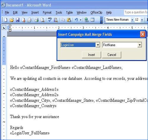 Word Add-in - Show Contact fields