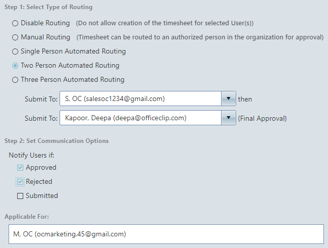 Timesheet workflow for approvals