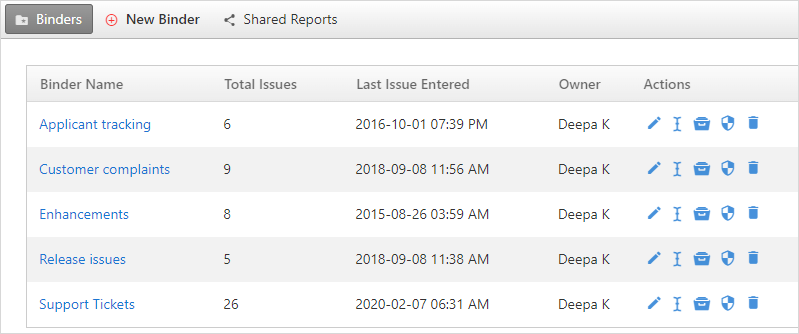 OfficeClip Binders allows categorization of issues in various domains