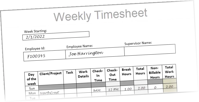 Time tracking process