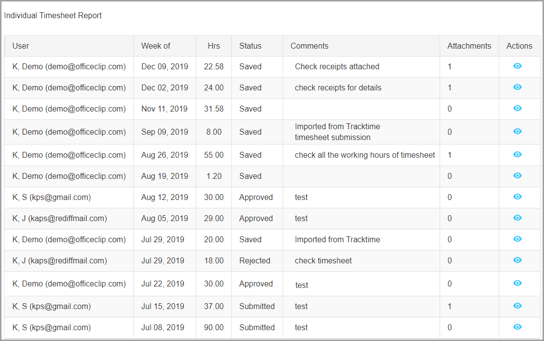 search timesheets