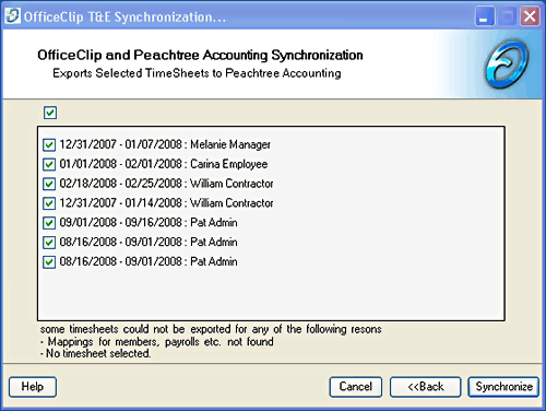 How to Select Online Timesheet to Export to Sage-50 Accounting