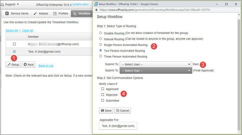 Set up workflow for users