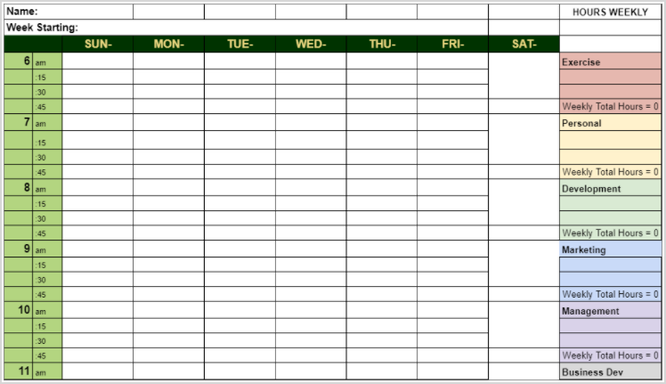 daily planner for tracking time