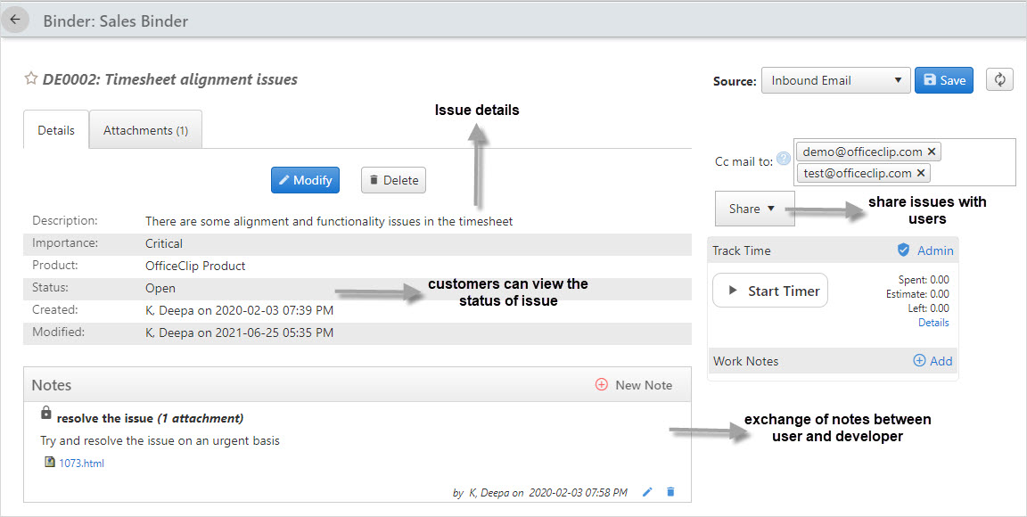 sharing issues via customer portal