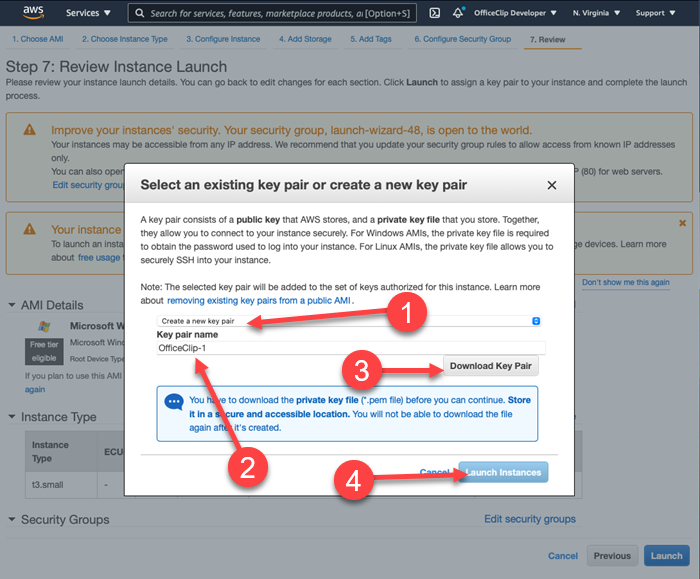 EC2 Instance Download Key Pair