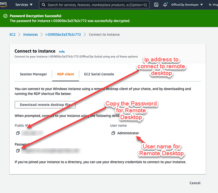 EC2 Get Credentials for Remote Desktop Access