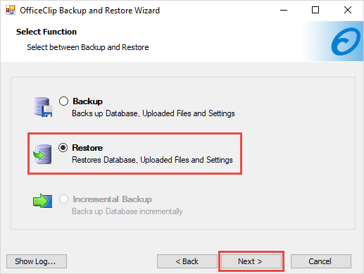 Restore backup