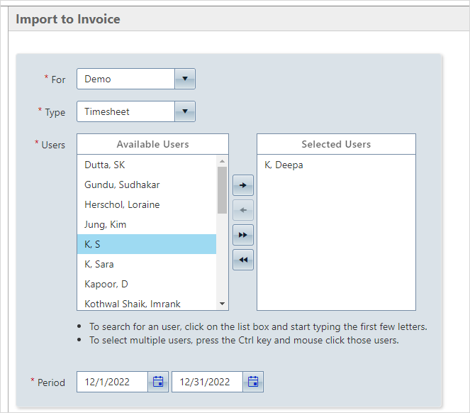 import timesheet