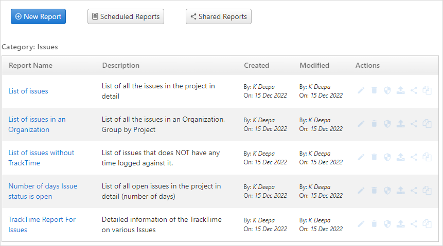 issue reports